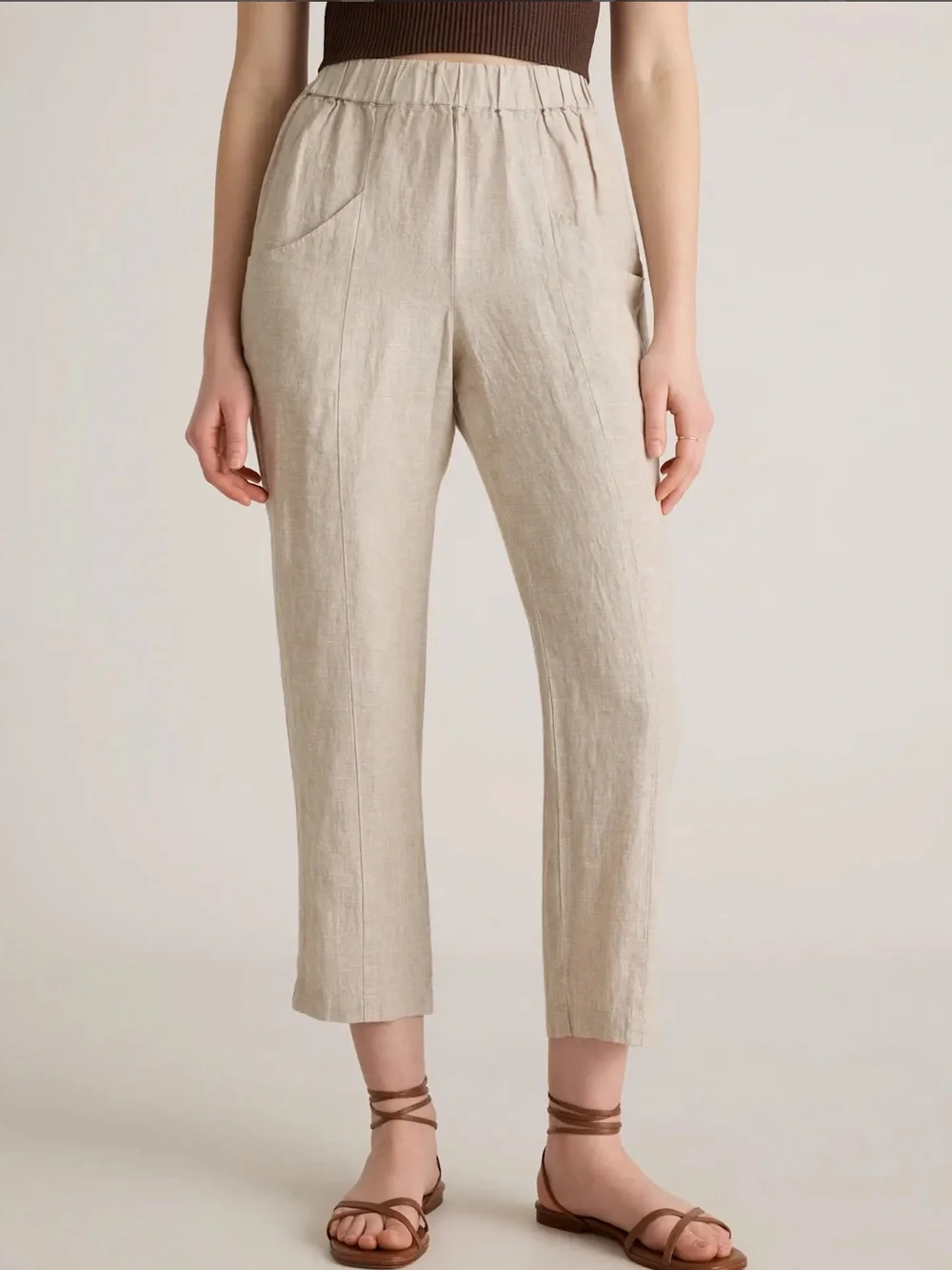 Quince 100% European Linen Tapered Ankle Pants in Flax XS